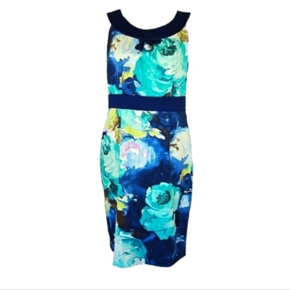 Vintage Dresses & Skirts - Retro Blue Floral Dress